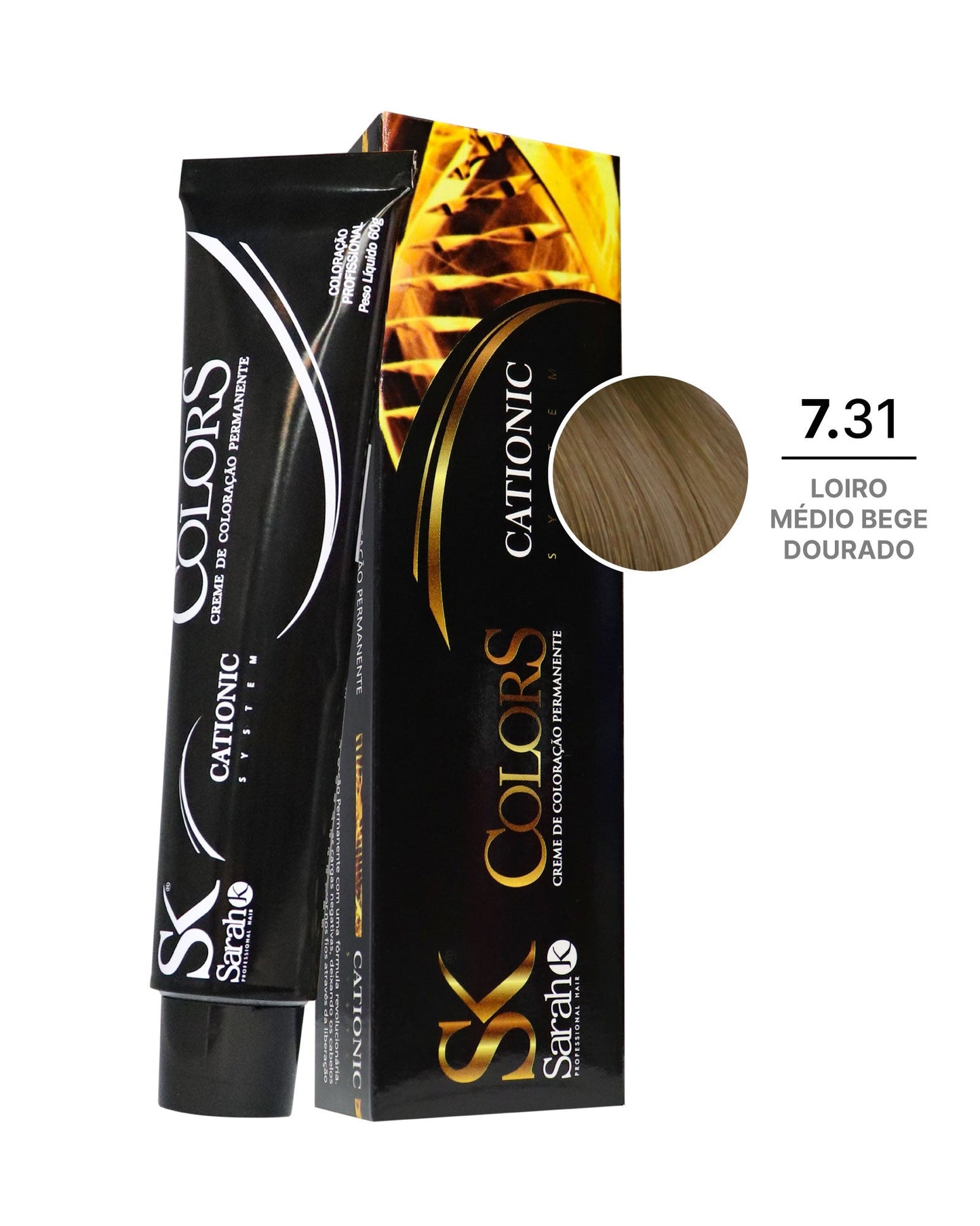 Coloração Permanente Colors 7.31 - Loiro Médio Bege Dourado - 60g