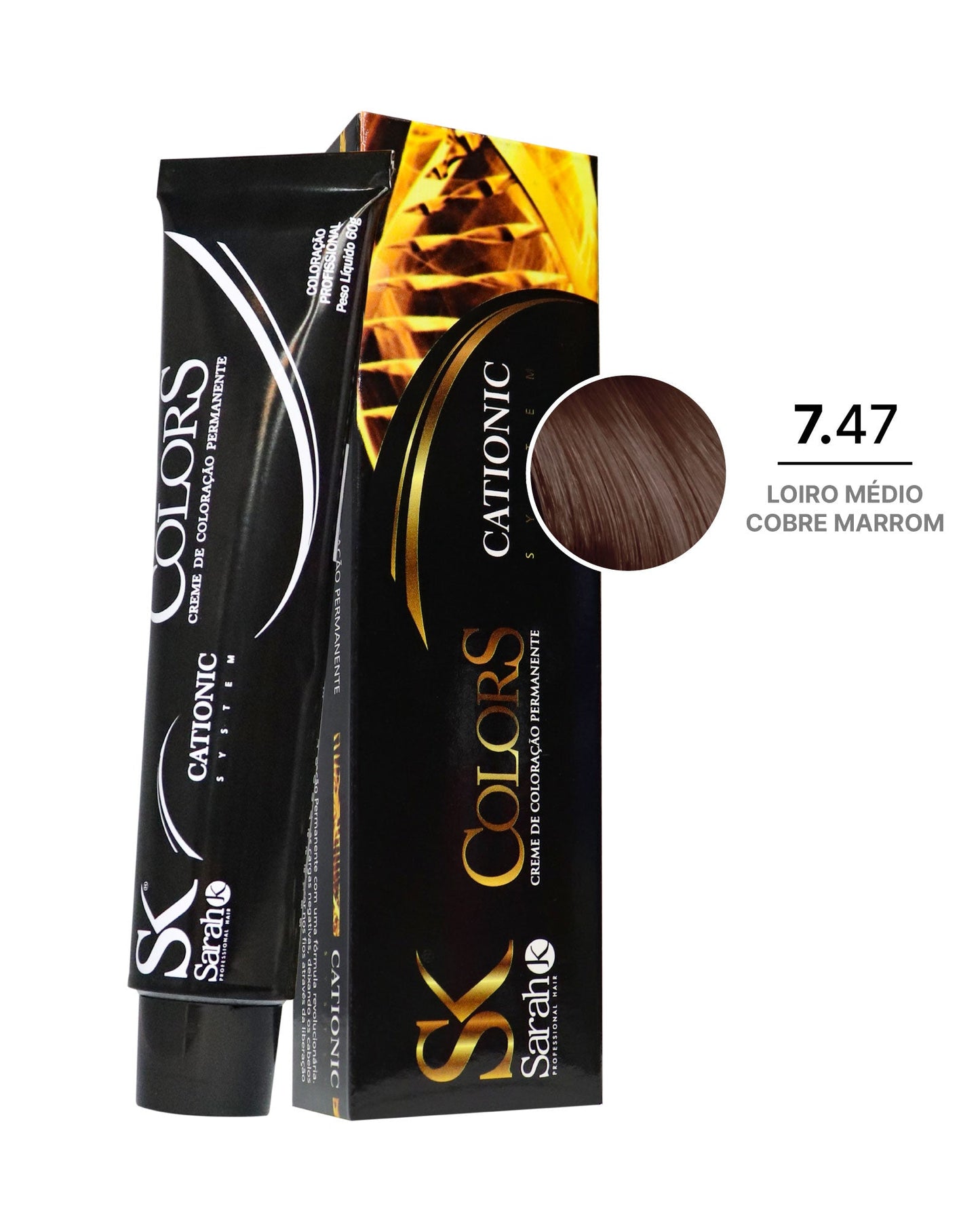 Coloração Permanente Colors 7.47 - Loiro Médio Cobre Marrom - 60g